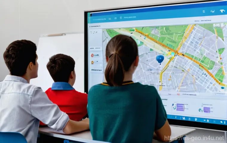 지리학 커리큘럼 - **Modern Spanish Geography Classroom: Interactive Learning**
    A bright, modern classroom in a Spa...