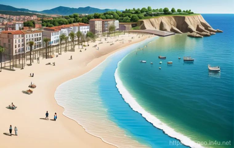 지리학적 연구 사례 - **Prompt:** A vivid, optimistic scene in a resilient Mediterranean Spanish coastal city. The image s...