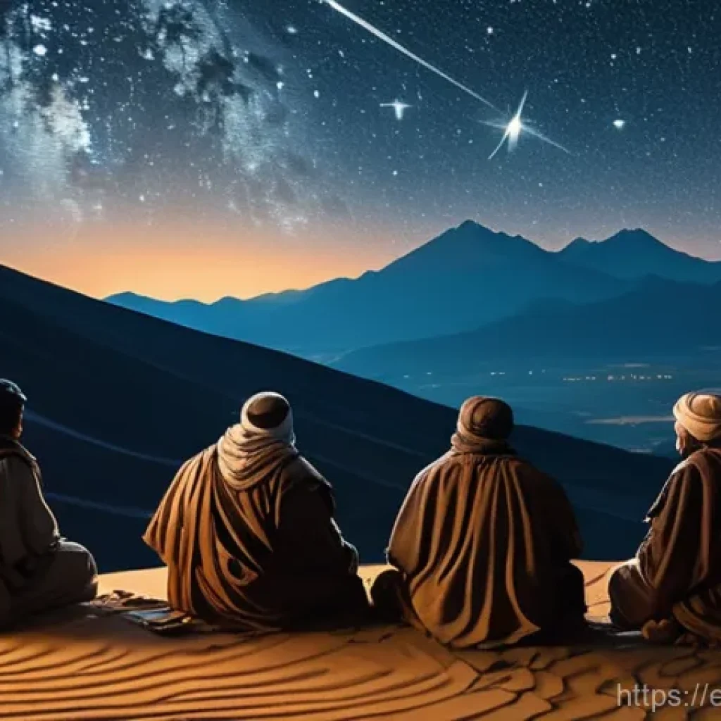 지리학의 역사 - **Prompt:** A group of ancient travelers, possibly from an early European or Middle Eastern civiliza...