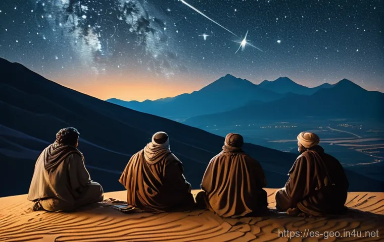 지리학의 역사 - **Prompt:** A group of ancient travelers, possibly from an early European or Middle Eastern civiliza...