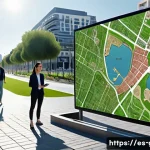 Home 22 지리학 석사 과정 - A detailed urban planning scene in a modern Spanish city, showing geographers and urban planners ana...
