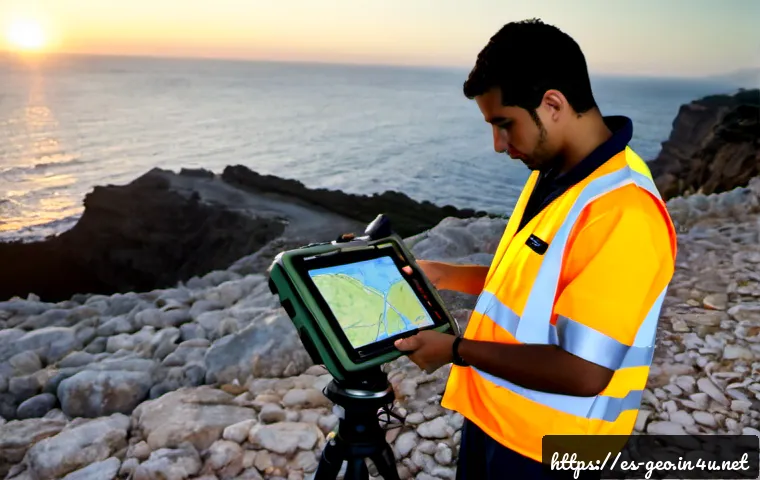 지리학 직업 전망 - Photorealistic young Hispanic geographer wearing practical field clothing and a safety vest, standin...